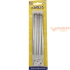 Candeline matita perlate argento 15 cm 6 pz
