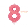 Candeline sweety 9 cm numero 8 glitter fuxia