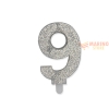Candeline sweety 9 cm numero 9 glitter Argento