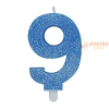 Candeline sweety 9 cm numero 9 glitter celeste