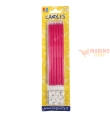 Candeline matita fucsia 12 pz 15 cm