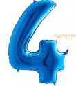 Palloncino Blu Mega numerone 4 in mylar da 101 cm - 1 pz