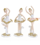 Immagine 0 di Bomboniera Ballerina resina bianco e oro 5 x 5 x h12,5 cm