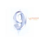 Immagine 0 di Candeline luxury cm 10 argento chrome num 9