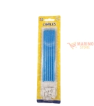 Immagine 0 di Candeline matita glitterate celeste 12 pz 15 cm