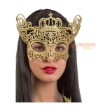 Immagine 0 di Maschera in tessuto intagliato con glitter oro e corona