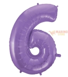 Immagine 0 di Palloncino Satin Velevet Lilac Mega numerone 6  in mylar da 101 cm - 1 pz