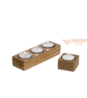 Candeliere bamboo naturale 5x5x3h cm 1 pz