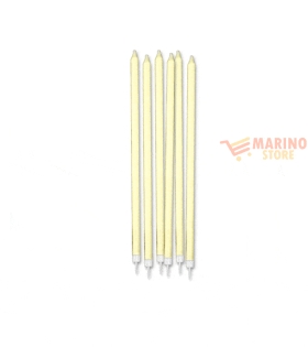 Candeline matita glitterate avorio 12 pz 15 cm