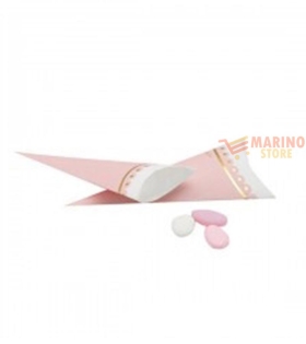 Coni in Carta di Stampa Rosa e Oro 8x17 cm 10 pezzi