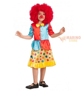 Costume Clown Bambina 8-11 Anni – Abito Multicolore per Carnevale e Feste
