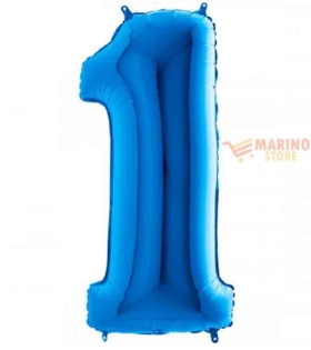 Palloncino Blu Mega numerone 1 in mylar da 101 cm - 1 pz
