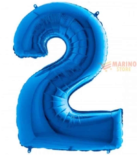 Palloncino Blu Mega numerone 2 in mylar da 101 cm - 1 pz