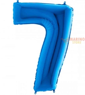 Palloncino Blu Mega numerone 7 in mylar da 101 cm - 1 pz