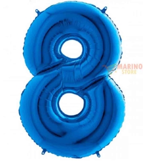 Palloncino Blu Mega numerone 8 in mylar da 101 cm - 1 pz