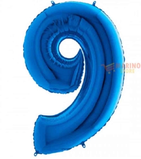 Palloncino Blu Mega numerone 9 in mylar da 101 cm - 1 pz