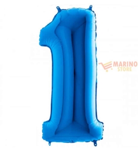 Palloncino Blu Mini numero 1 in mylar da 35 cm