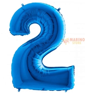 Palloncino Blu Mini numero 2 in mylar da 35 cm