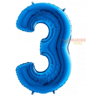 Palloncino Blu Mini numero 3 in mylar da 35 cm