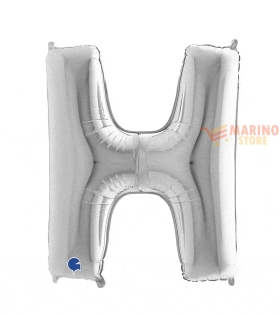Palloncino lettera H in mylar da 17 cm argento