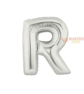 Palloncino lettera R in mylar da 17 cm argento 10 pz