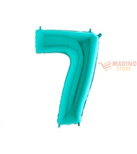 Palloncino numerone 7 in mylar da 1 mt acqua marina