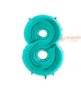 Palloncino numerone 8 in mylar da 1 mt acqua marina
