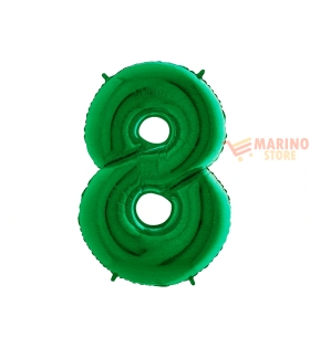 Palloncino numerone 8 in mylar da 1 mt verde