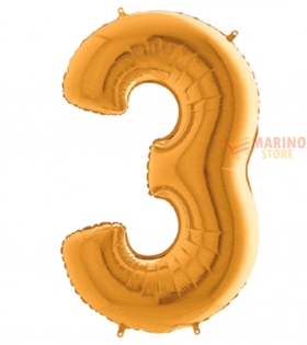 Palloncino Oro numero 3 in mylar da 35 cm