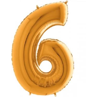 Palloncino Oro numero 6 in mylar da 35 cm