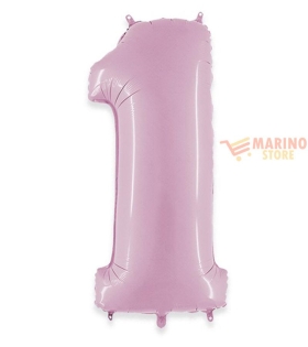 Palloncino Rosa ( lattiginoso) Mega numerone 1 in mylar da 101 cm - 40