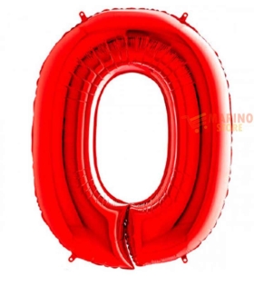 Palloncino Rosso Mega numerone 0 in mylar da 101 cm - 1 pz