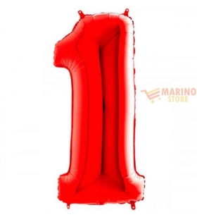 Palloncino Rosso Mega numerone 1 in mylar da 101 cm - 1 pz