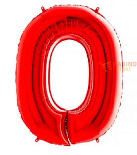 Palloncino Rosso Mini numero 0 in mylar da 35 cm