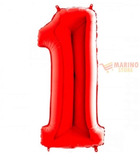 Palloncino Rosso Mini numero 1 in mylar da 35 cm