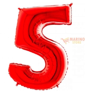 Palloncino Rosso Mini numero 5 in mylar da 35 cm