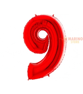 Palloncino Rosso Mini numero 9 in mylar da 35 cm