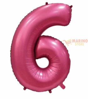 Palloncino Satin Velvet Pomogranate Mega numerone 6 in mylar da 101 cm - 40