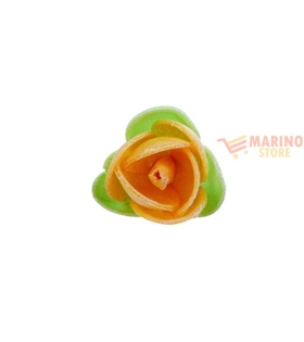 Rose arancio con foglie pz.10