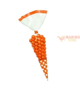 Sacchetti Cellophane Cono Polka Arancione 9 x 27 cm 10 pezzi