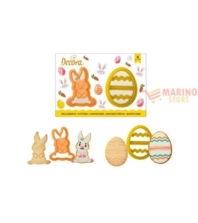 Tagliapasta coniglio e uovo decorato in plastica pz 2