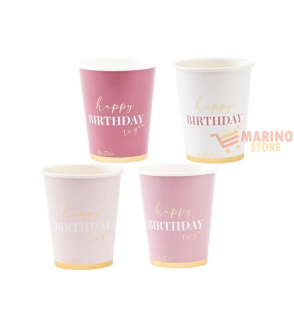 Immagine 0 di Bicchieri Happy Birthday To You Pink Cover 250 cc 8 pezzi
