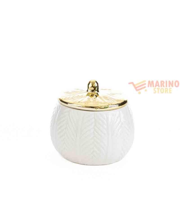Immagine 0 di Bomboniera scatola porcellana Bianco/Oro 10 x h 10 cm