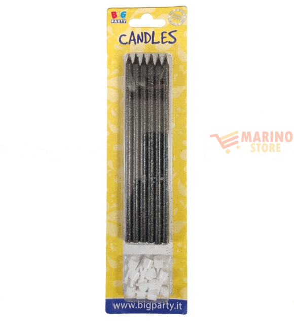 Immagine 0 di Candeline matita glitterate nero 12 pz 15 cm