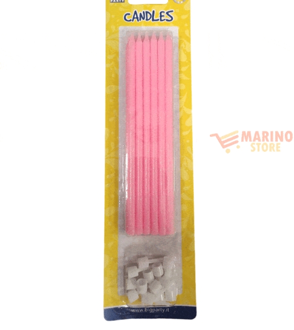 Immagine 0 di Candeline matita glitterate rosa 12 pz 15 cm