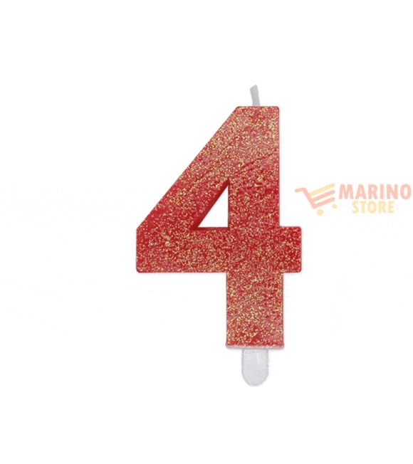 Immagine 0 di Candeline sweety 9 cm numero 4 glitter rosso