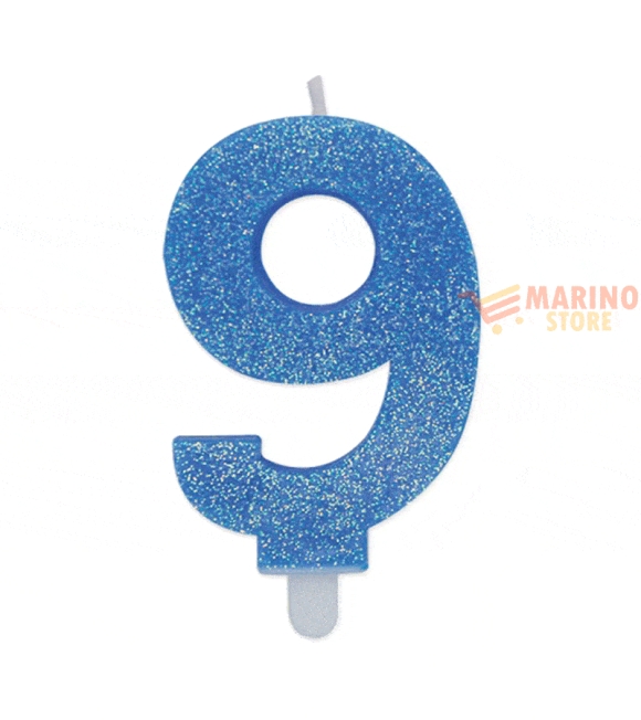 Immagine 0 di Candeline sweety 9 cm numero 9 glitter celeste