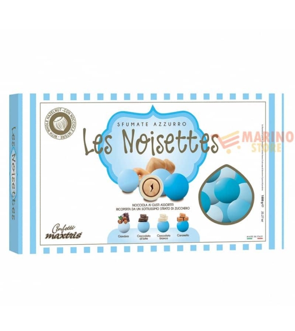 Immagine 0 di Confetti alla Nocciola Les Noisettes Sfumati Celeste ai Gusti Assortiti Maxtris
