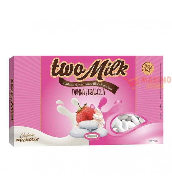Immagine 0 di Confetti Bianchi al Cioccolato Two Milk Gusto Panna e Fragola Maxtris