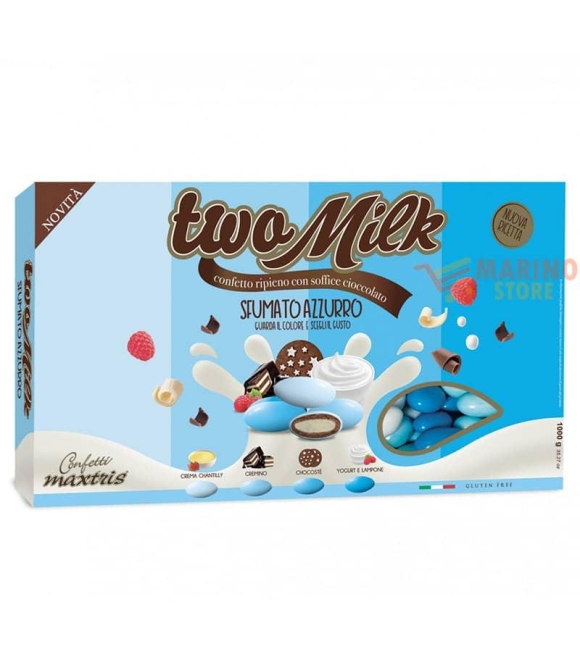 Confetti Sfumati Celeste al Cioccolato Two Milk ai Gusti Assortiti Maxtris  - Celeste - Italiana Confetti Maxtris